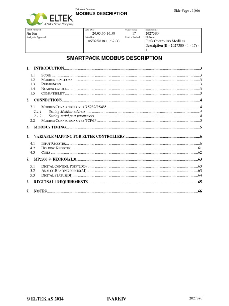 Eltek controllers modbus description b 2027380 1 17 1 pdf