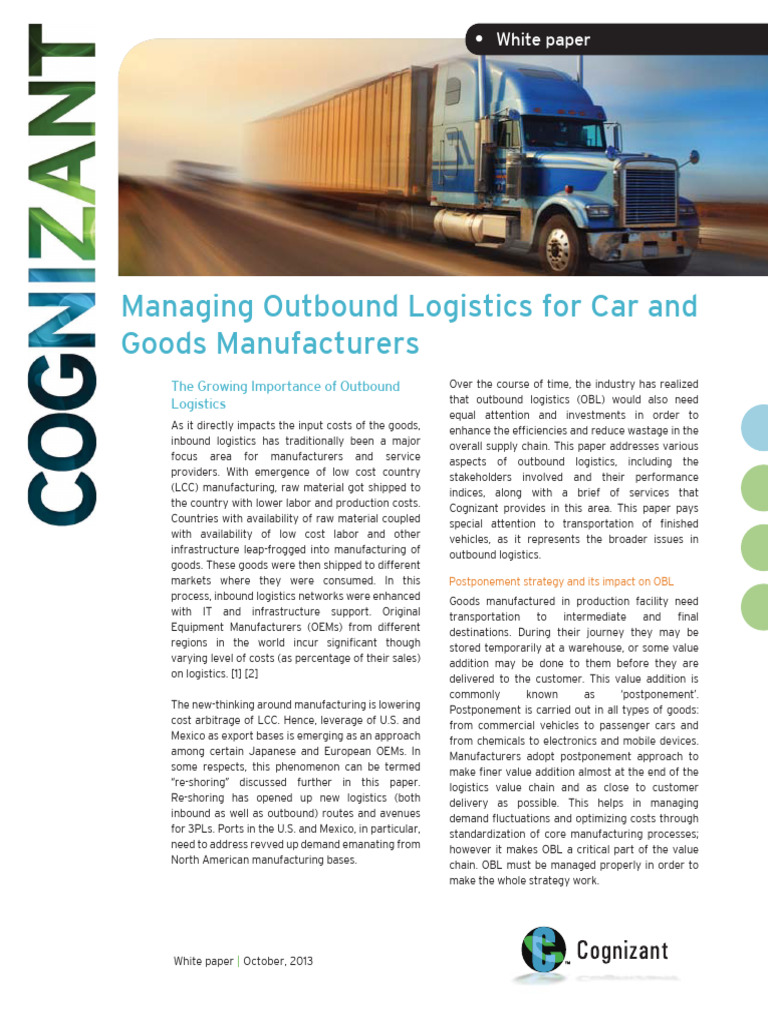 Optimizing Outbound Logistics in Automotive | PDF | Logistics | Transport