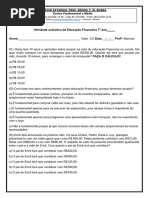 Atividades de Educação Financeira 6º Ano | PDF
