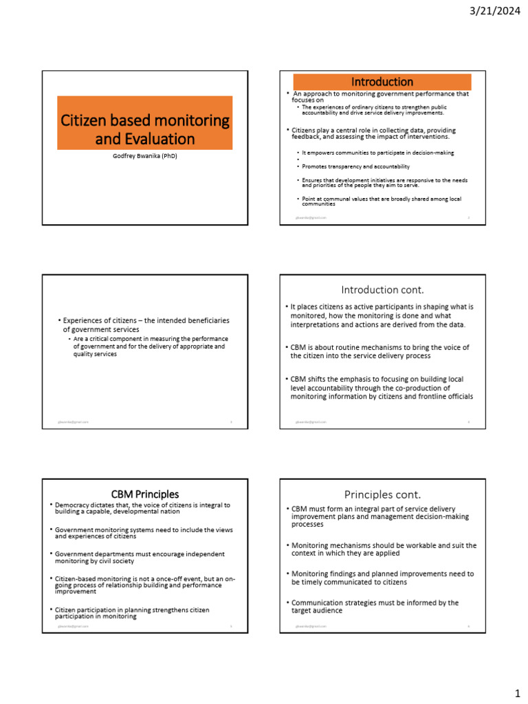 Citizen-Based Monitoring for Accountability | PDF | Policy | Evaluation