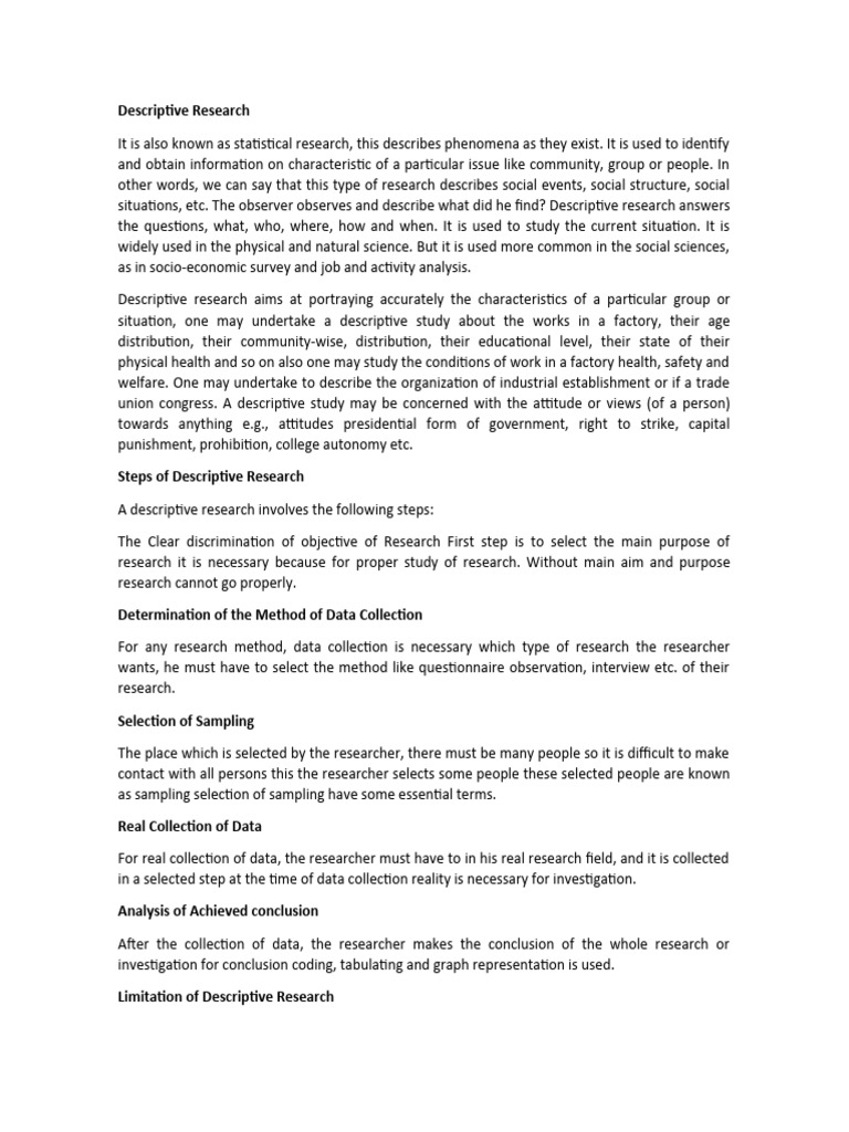Understanding Descriptive Research Methods | PDF | Statistics | Data