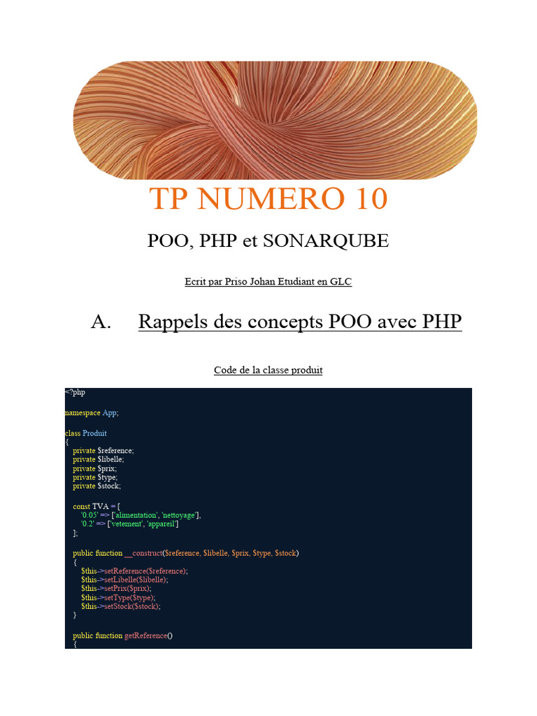 POO en PHP : Classe Produit et Tests | PDF | Programmation informatique ...