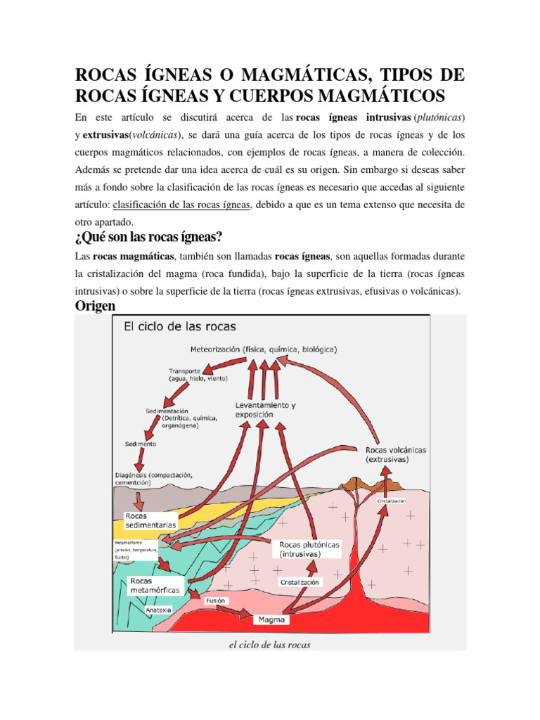 Tipos de Rocas Ígneas y Magmáticas | PDF | Roca ígnea | Magma