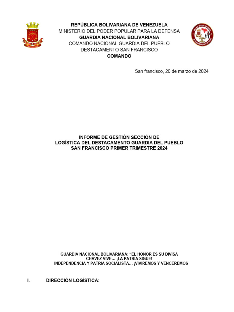 Informe de Gestion Durante El Primer Trimestre Del 2024 | PDF | Hogar ...