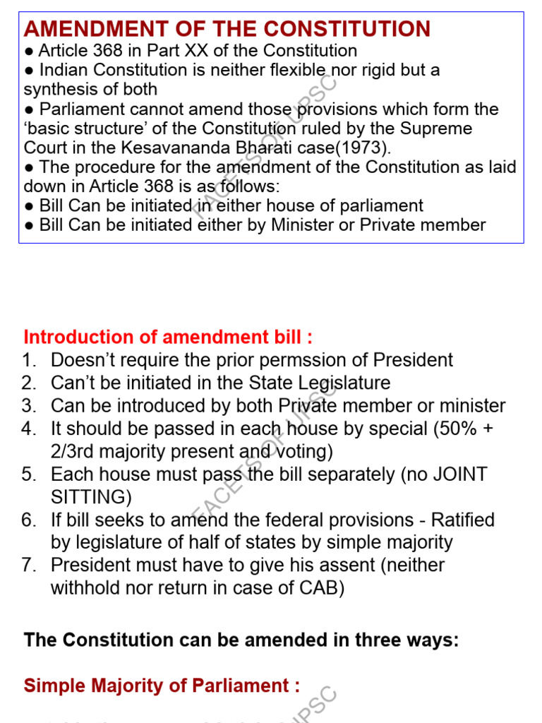 Constitutional Amendment Procedures in India | PDF | Statutory Law ...