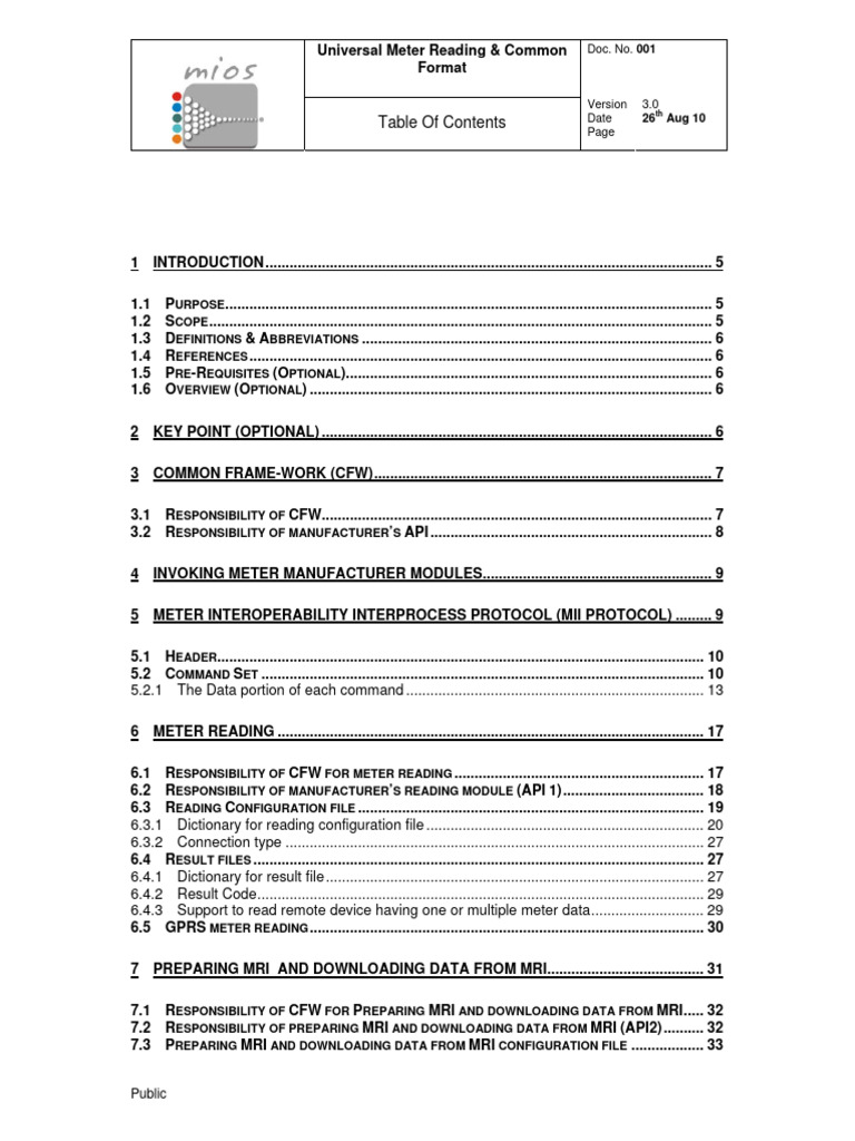 MIOS-Universal-Meter-Reading-common-format-V3-0-pdf 1 | PDF ...