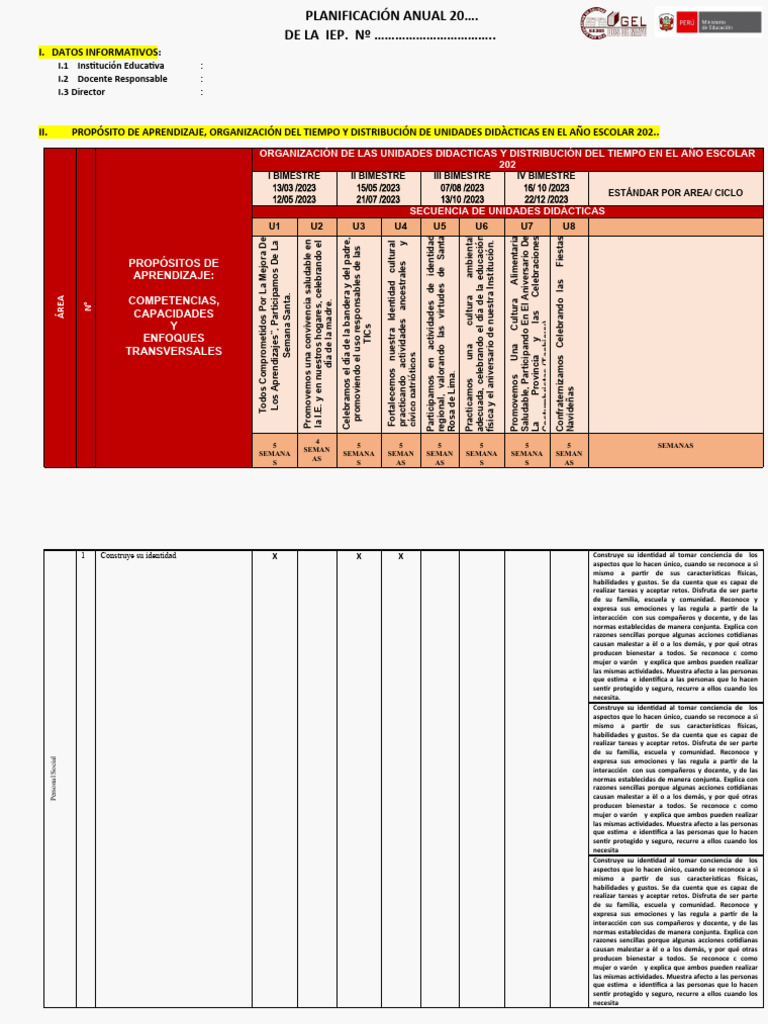 Planificación Anual IEP 2023 | PDF | Factores de producción | Las emociones