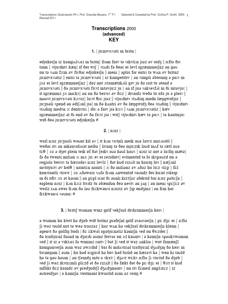 Advanced Transcrip Ph I Set 1 Key | PDF