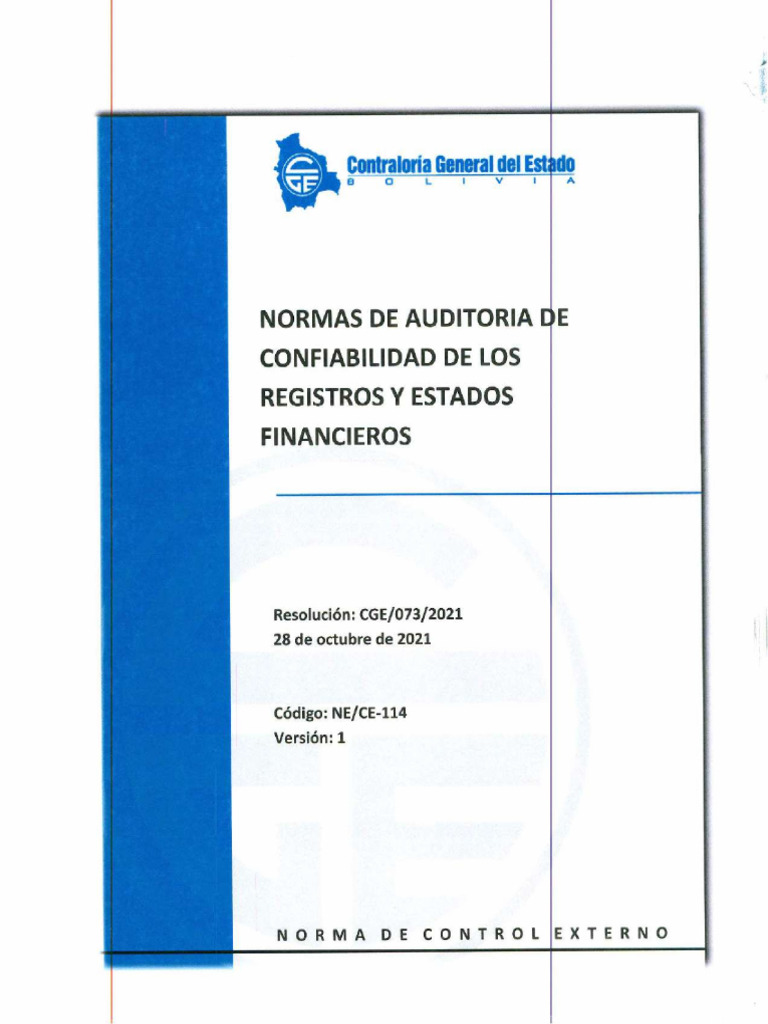 Normas de Confiabilidad Financiera | PDF | Auditoría | Contabilidad