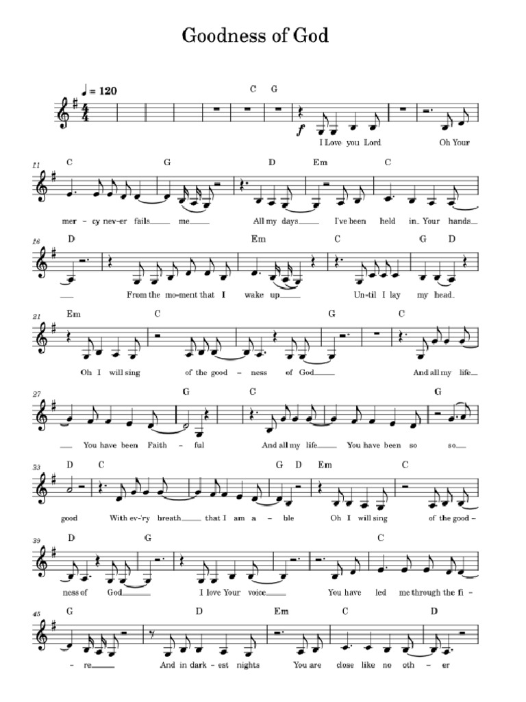 Goodness Of God Pdf