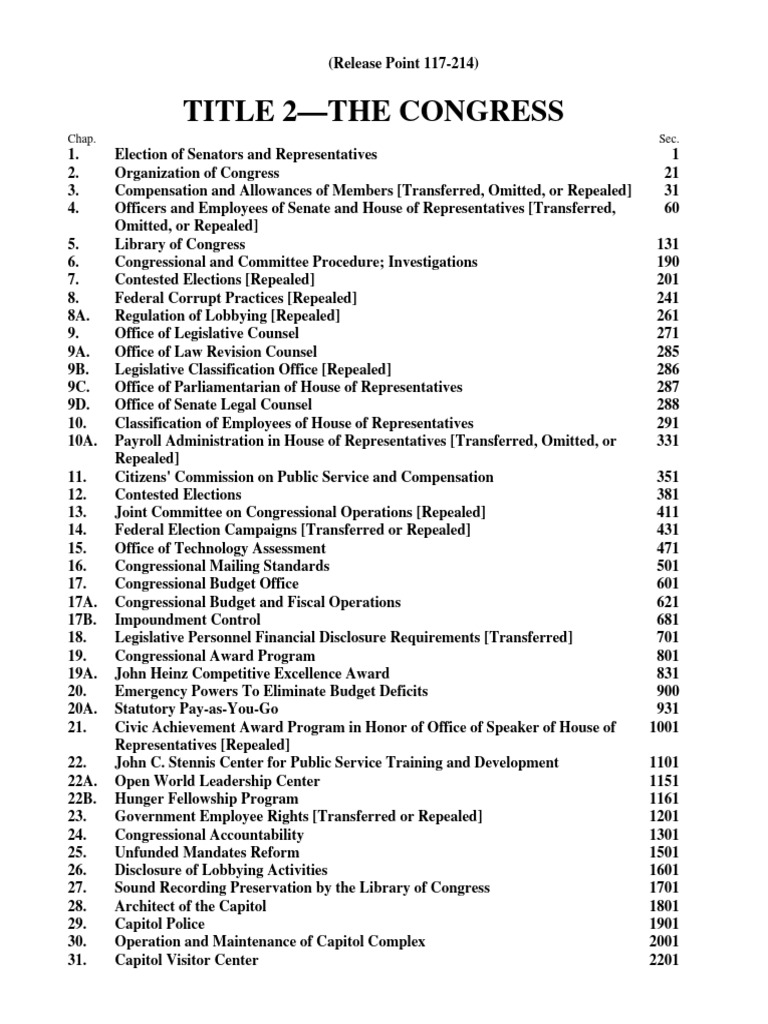 Usc02@117 214 | PDF | Legislative Branch Of The United States ...