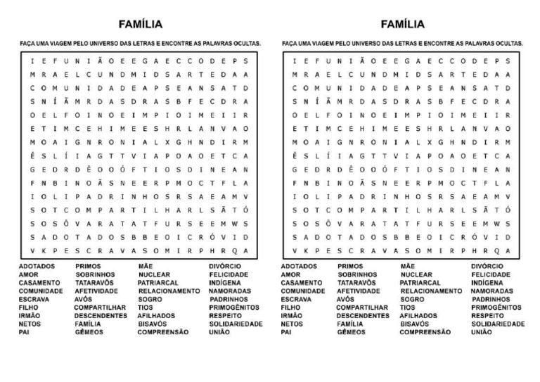 2024 CAÇA PALAVRAS Família | PDF
