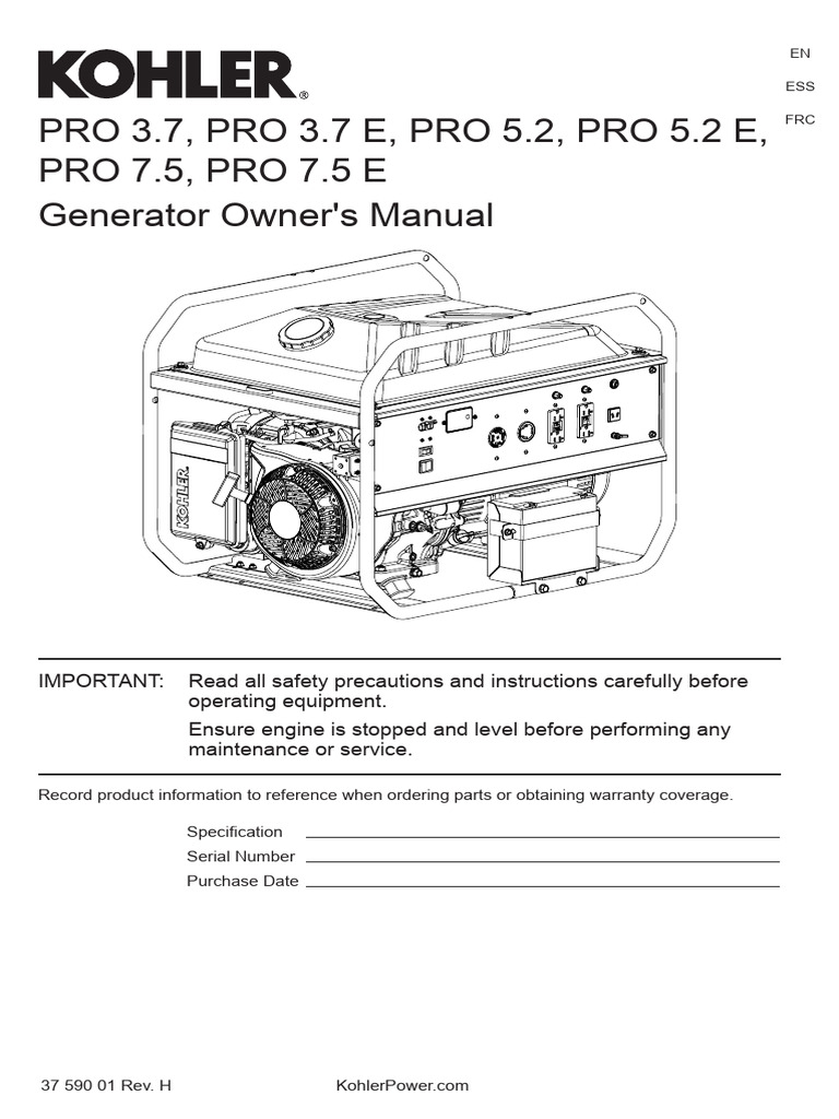 KohlerPro3 7 PDF Battery Charger Mains Electricity