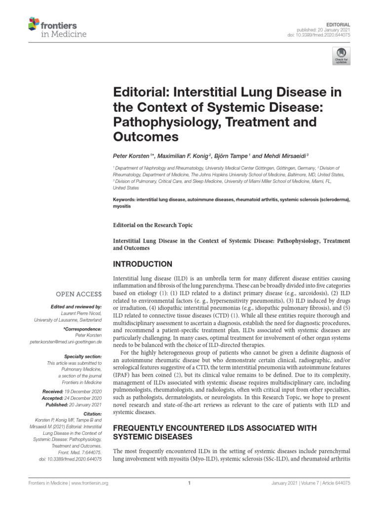 Interstitial Lung Disease in Systemic Diseases | PDF | Clinical ...