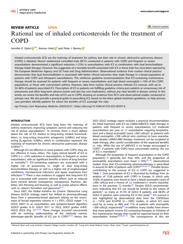 Rational Use of Inhaled Corticosteroids For The Treatment of COPD | PDF ...