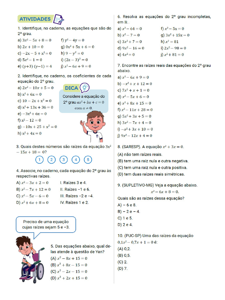 Lista Equação Eq. 2 Grau | PDF