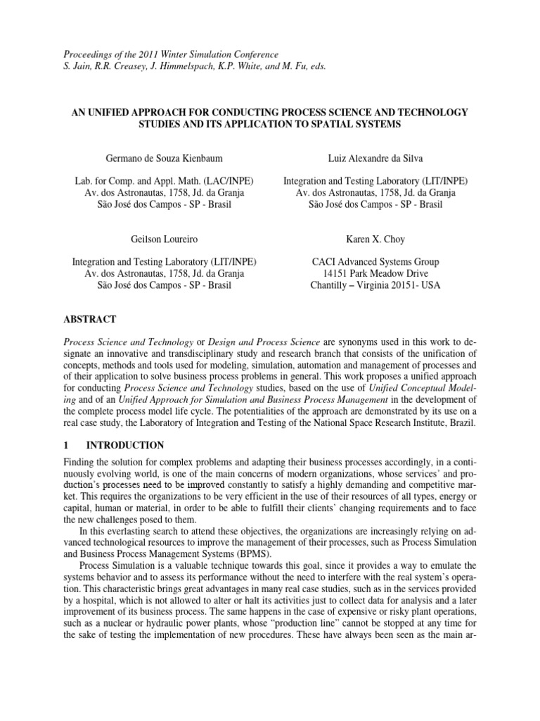 WSC2011 Kienbaum Inpe | PDF | Conceptual Model | Business Process ...