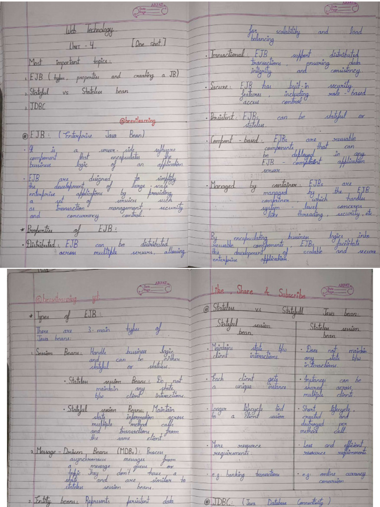 WT Unit-4 One Shot Notes Programs by Brevilearning YT | PDF | Database ...