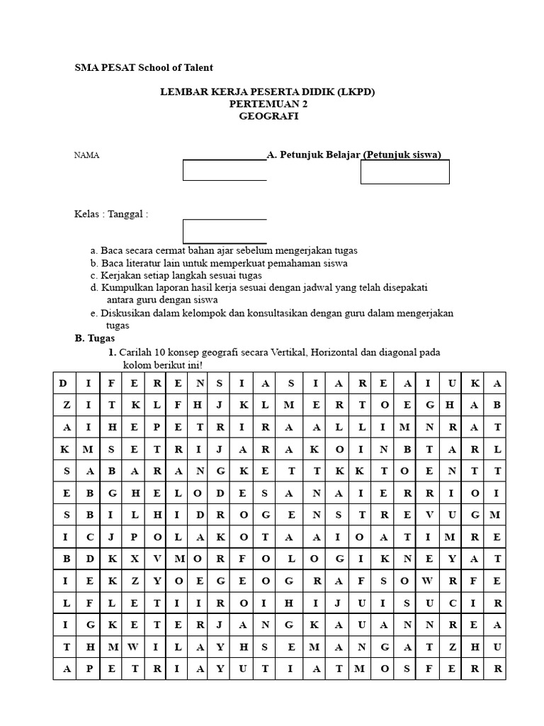 Lembar Kerja Peserta Didik Dasar Geografi Pdf