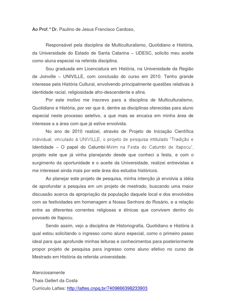 carta mestrado