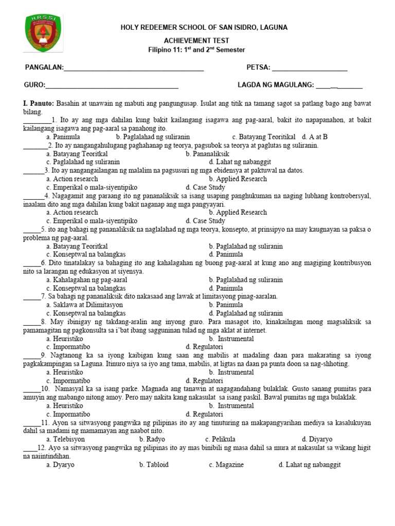 achivement-test-filipino-11-pdf
