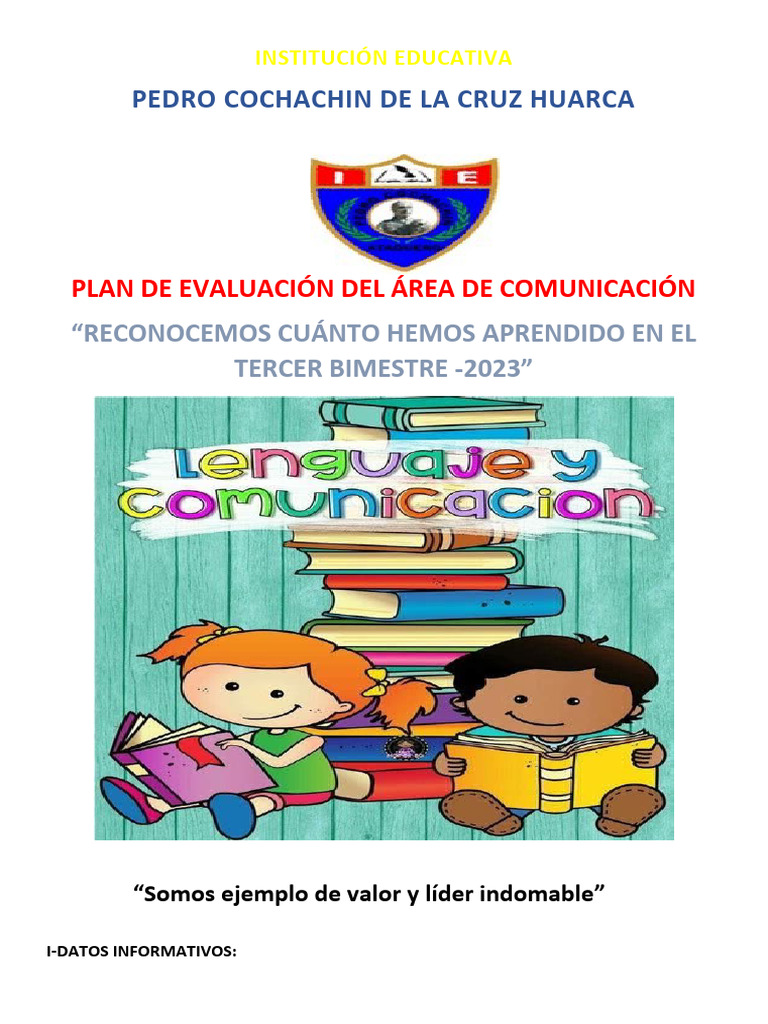 PLAN DE EVALUACION-comunicación2023 | PDF | Evaluación | Aprendizaje