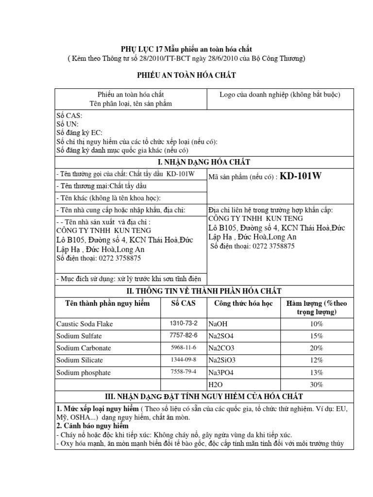 MSDS KD-101W | PDF