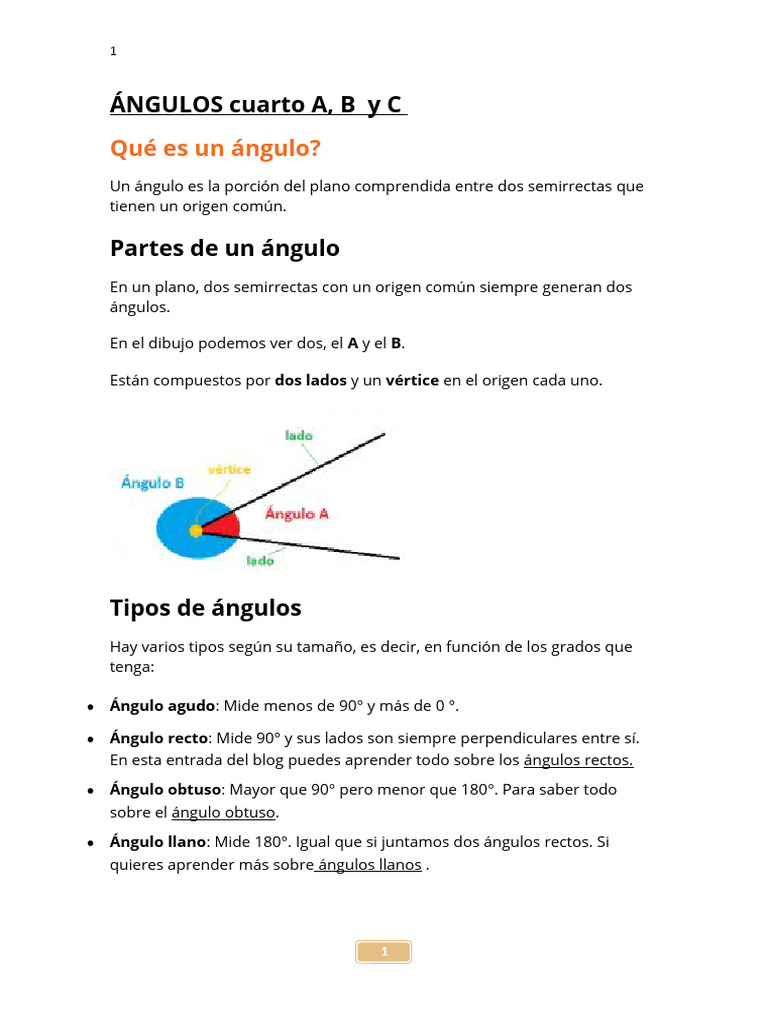 Tipos de Ángulos y Ejemplos Cotidianos | PDF | Ángulo | Geometría Elemental
