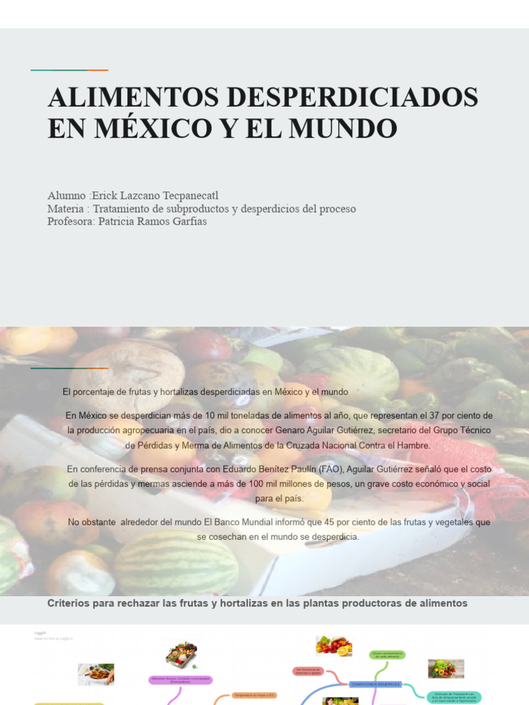 Desperdicio de Alimentos en México y el Mundo | PDF