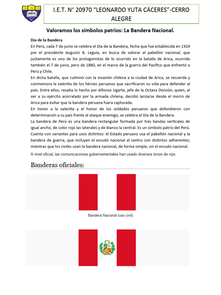 Historia de la Bandera Peruana y Boliviana | PDF | Bandera | América ...