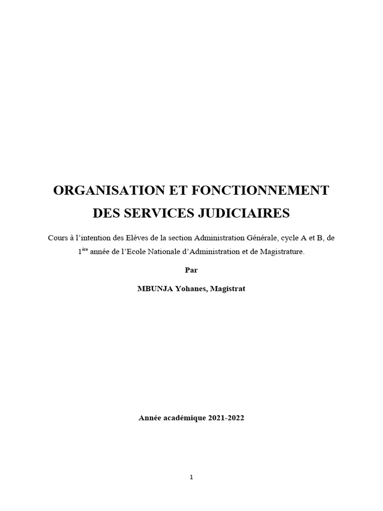 Organisation des Services Judiciaires | PDF | Compétence | Crime et ...