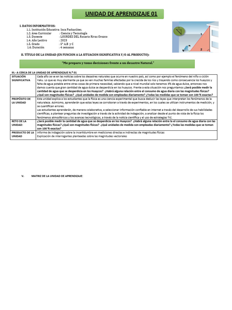Unidad de Aprendizaje 1 C y T 5 | PDF | Evaluación | Investigación ...