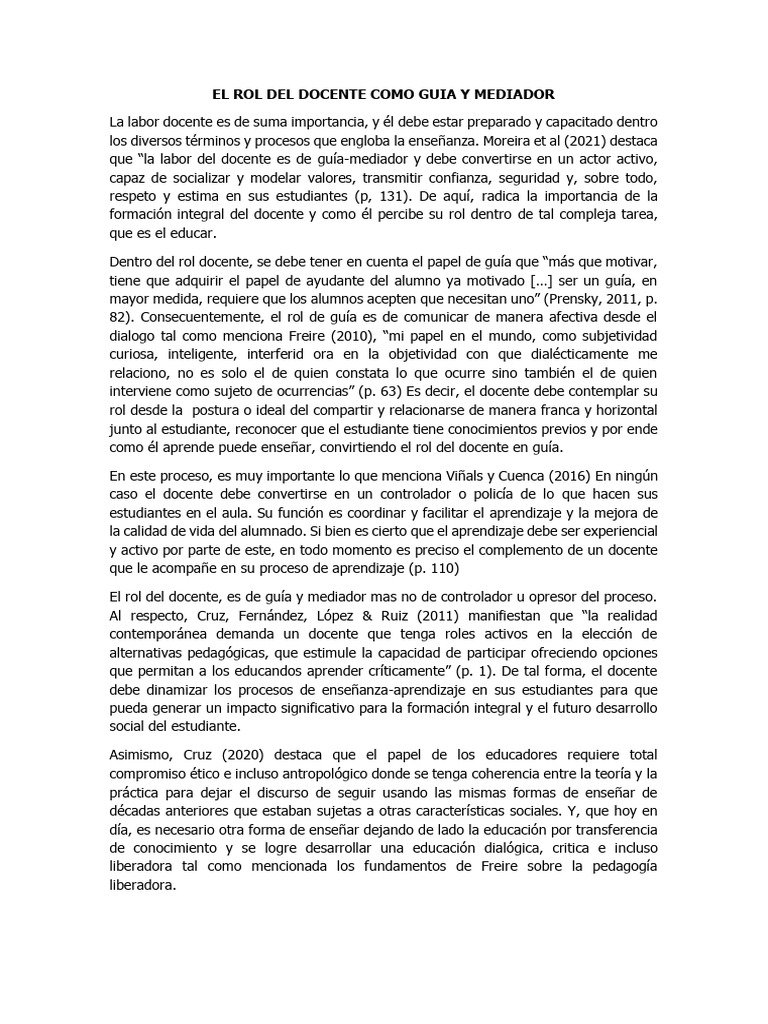 El Rol Del Docente Como Guía | PDF | Maestros | Aprendizaje