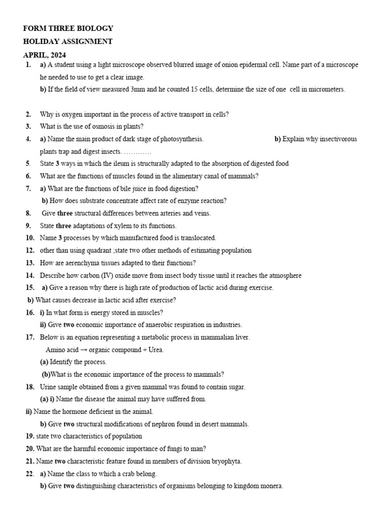 Biology F3 Pdf Biology Digestion