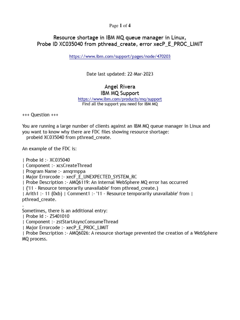 Resource shortage xc035040 from pthread create xecp e proc