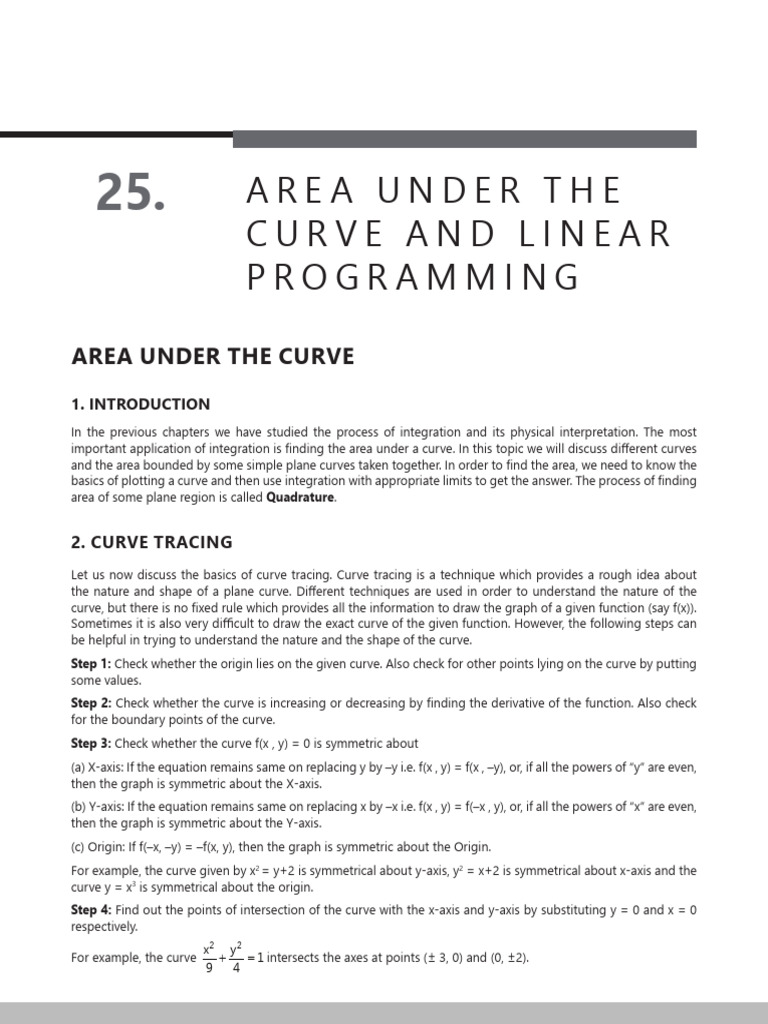 25 area under the curve and linear programming pdf integral area