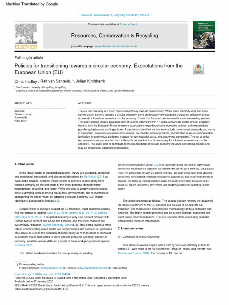 Policies For Transitioning Towards A Circular Economy - Expectations ...