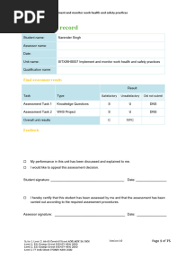SITXWHS007 Student Assessment Tasks Version 1.0