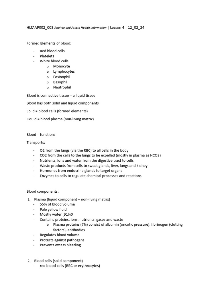 HLTAAP002 - 003 Lesson 4 12 - 02 - 24 | PDF | Heart Valve | Heart
