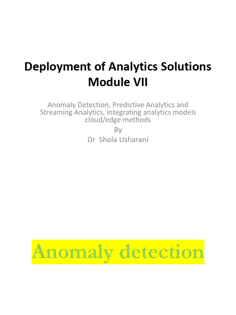 Deployment of Analytics Solutions - Module VII - Students | PDF ...