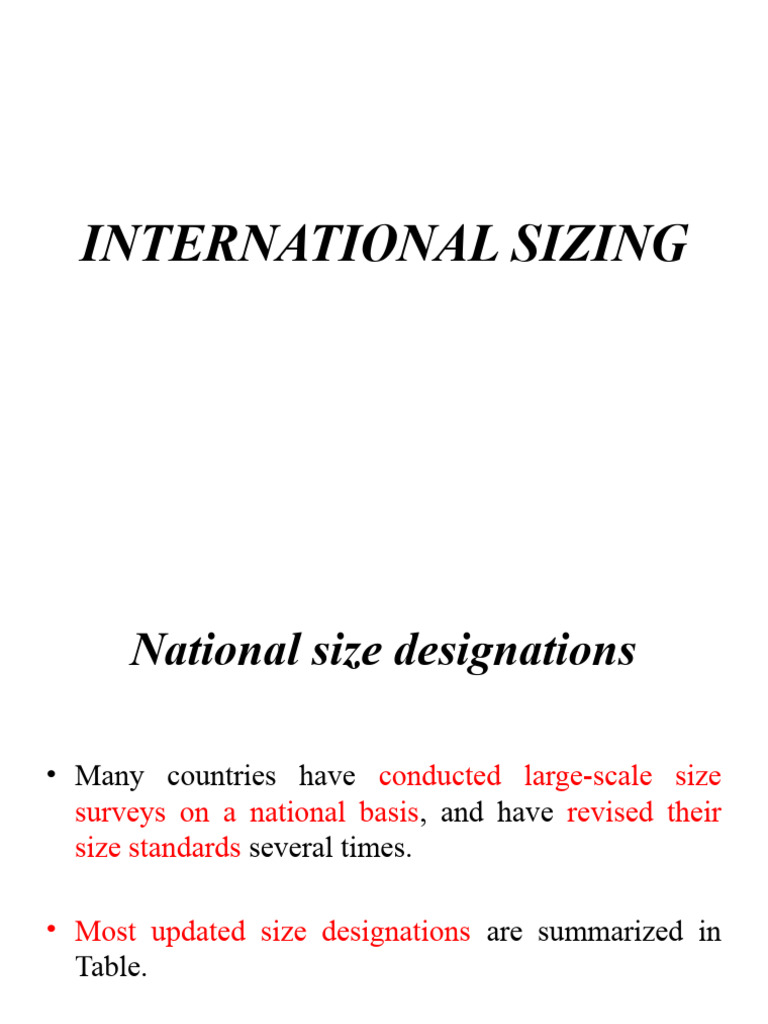 International Clothing Size Standards | PDF | Clothing | International ...