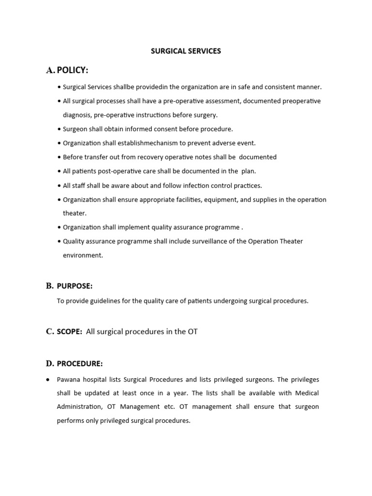 COP 14 Surgical Services | PDF | Surgery | Anesthesia