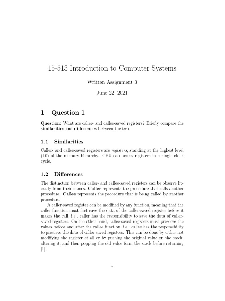 15 513 Written Assignment 3 | PDF | Computer Hardware | Computer Science