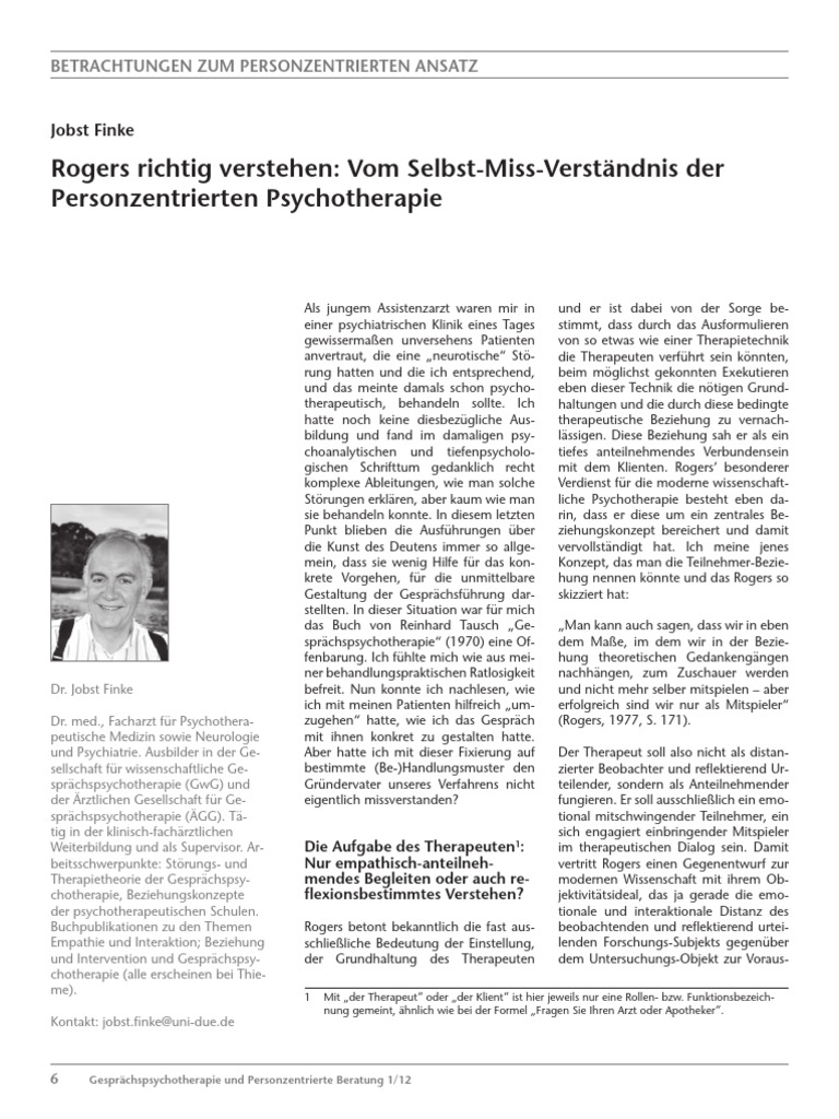 Jobst Finke - Rogers Richtig Verstehen Vom Selbst-Miss-Verständnis Der ...