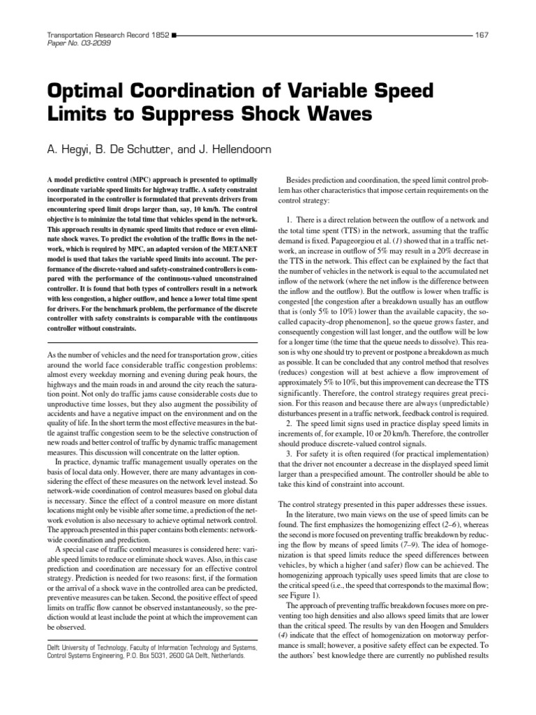 Optimal Variable Speed Limit Control | PDF | Traffic Congestion | Traffic