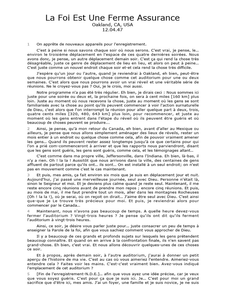 La Foi : Une Ferme Assurance | PDF | Dieu | Foi