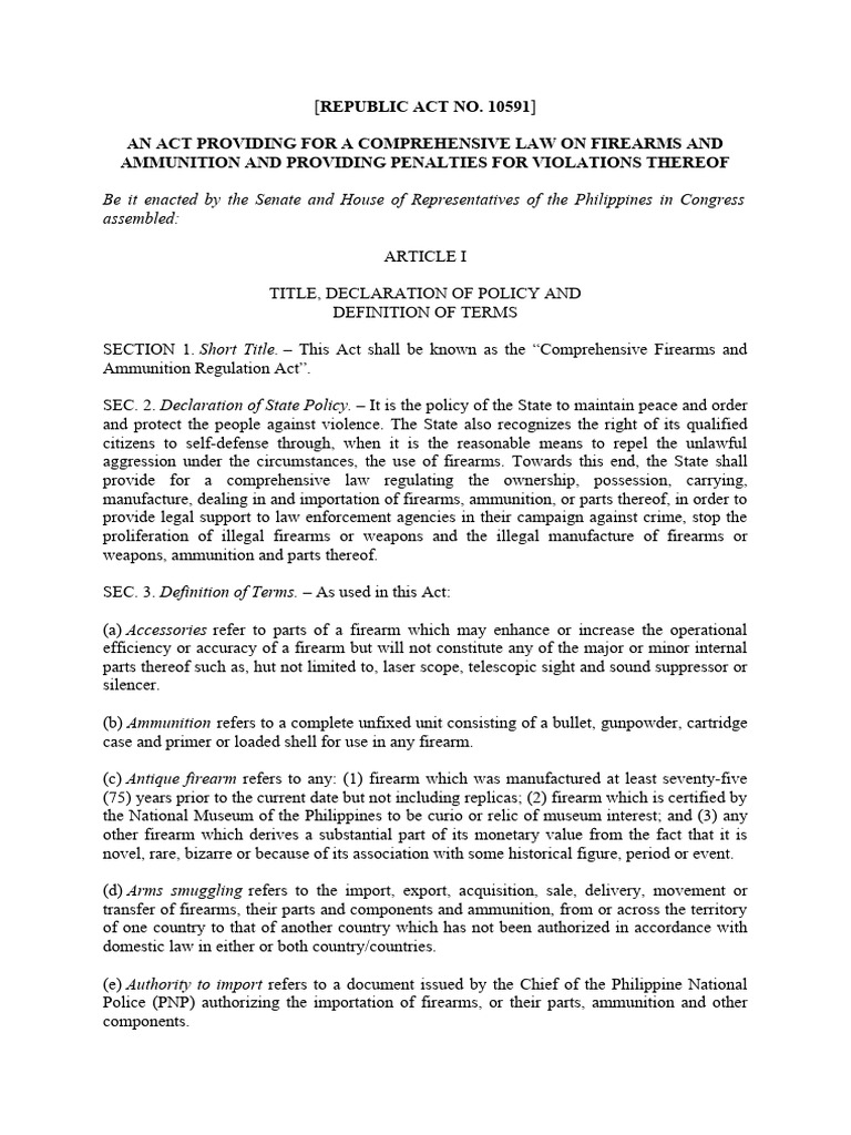 Comprehensive Firearms Regulation Act | PDF | Firearms | Gun Barrel