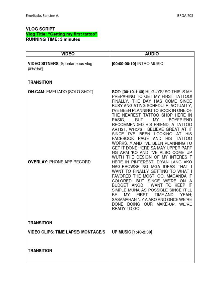Vlog Script | PDF