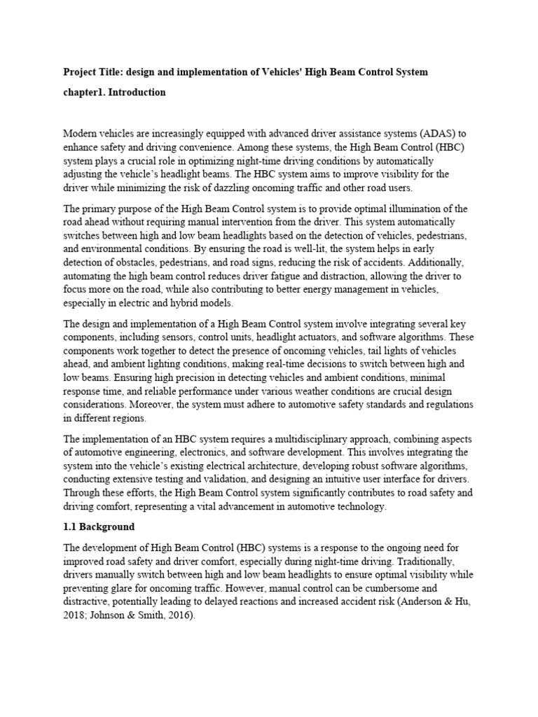 High Beam Control System Design and Implementation | PDF | Headlamp ...