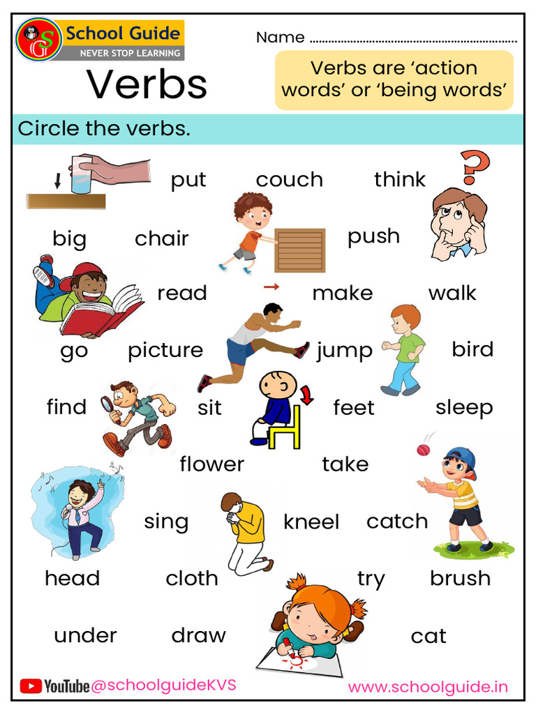Action and Being Verbs Worksheet | PDF | Language Arts & Discipline